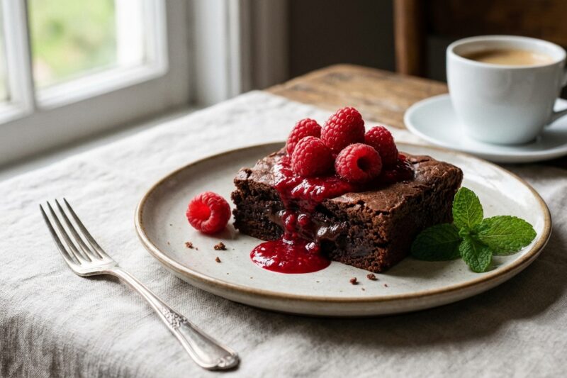 Brownie z malinami - przepis na idealnie wilgotne ciasto czekoladowe