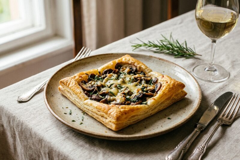 Ciasto francuskie z pieczarkami – szybka przekąska na imprezę