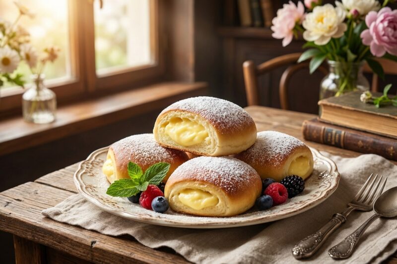 Drożdżówki z budyniem – tradycyjny przepis na puszyste bułeczki