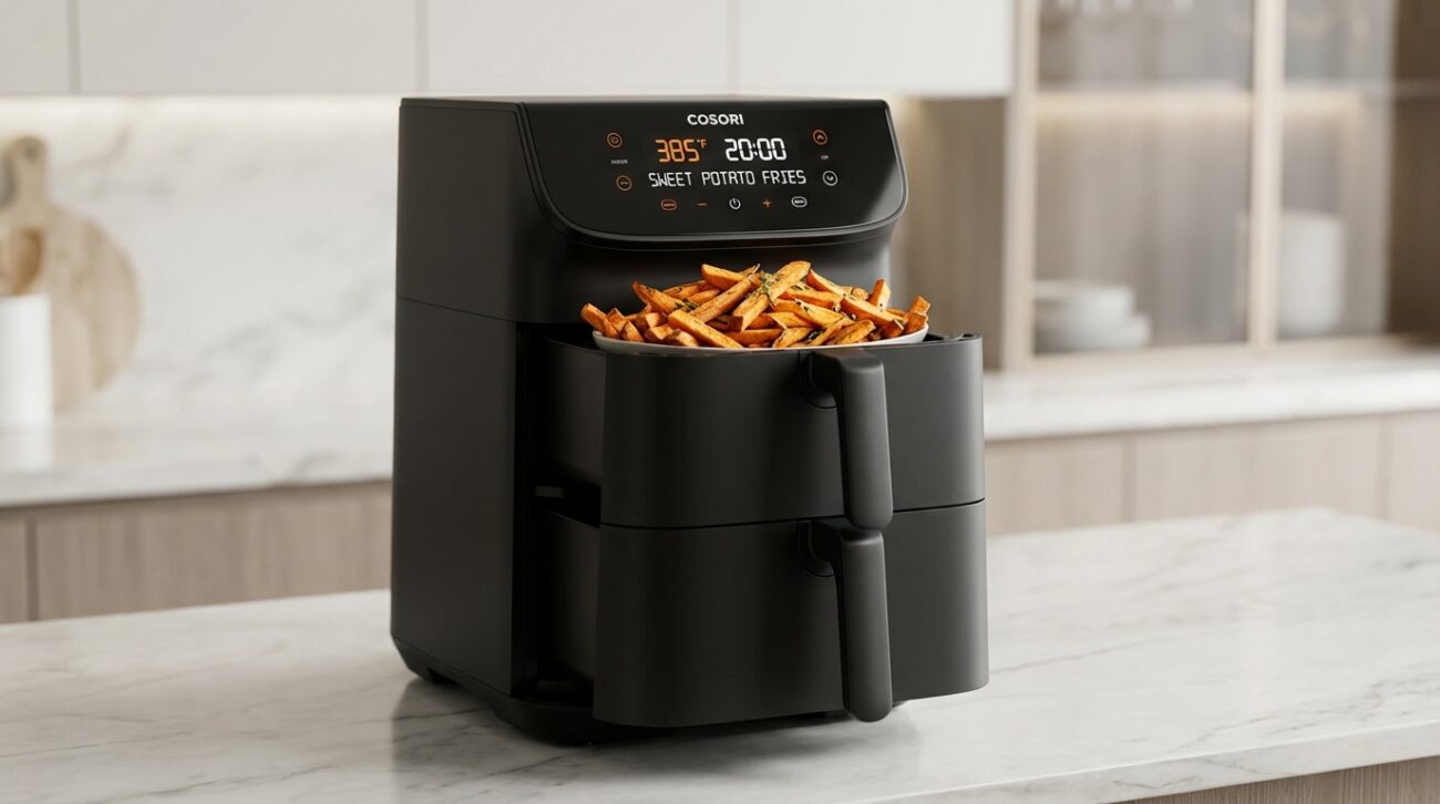 Test Frytkownica beztłuszczowa Cosori CAF-DC123S-DEUR [TEST] ⭐️ Wieża smaku, która oszczędza miejsce i czas