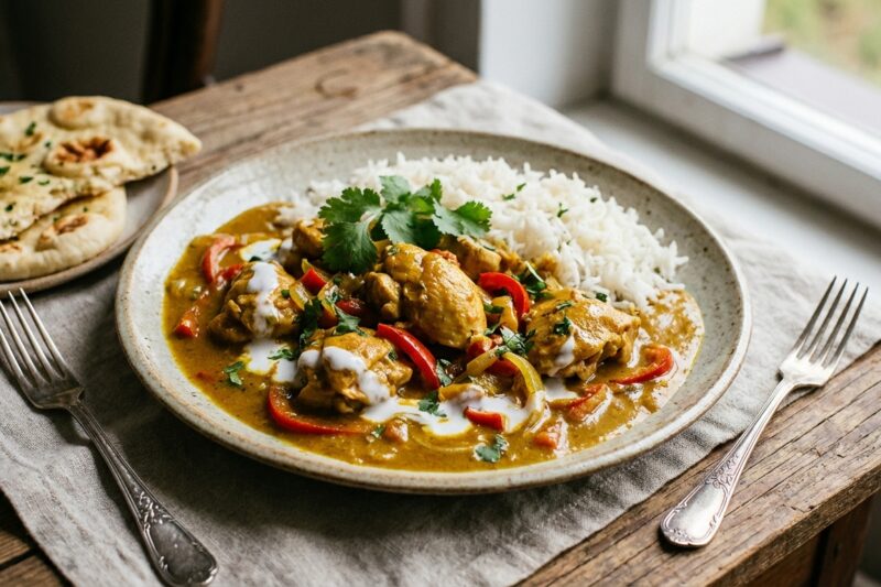 Kurczak w sosie curry - oryginalny przepis z mleczkiem kokosowym