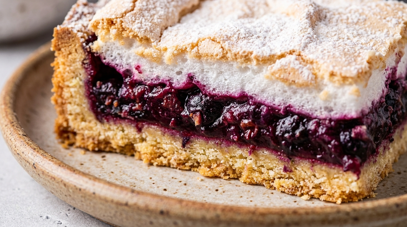 Porzeczkowiec - klasyczne ciasto z dżemem z czarnej porzeczki i mascarpone