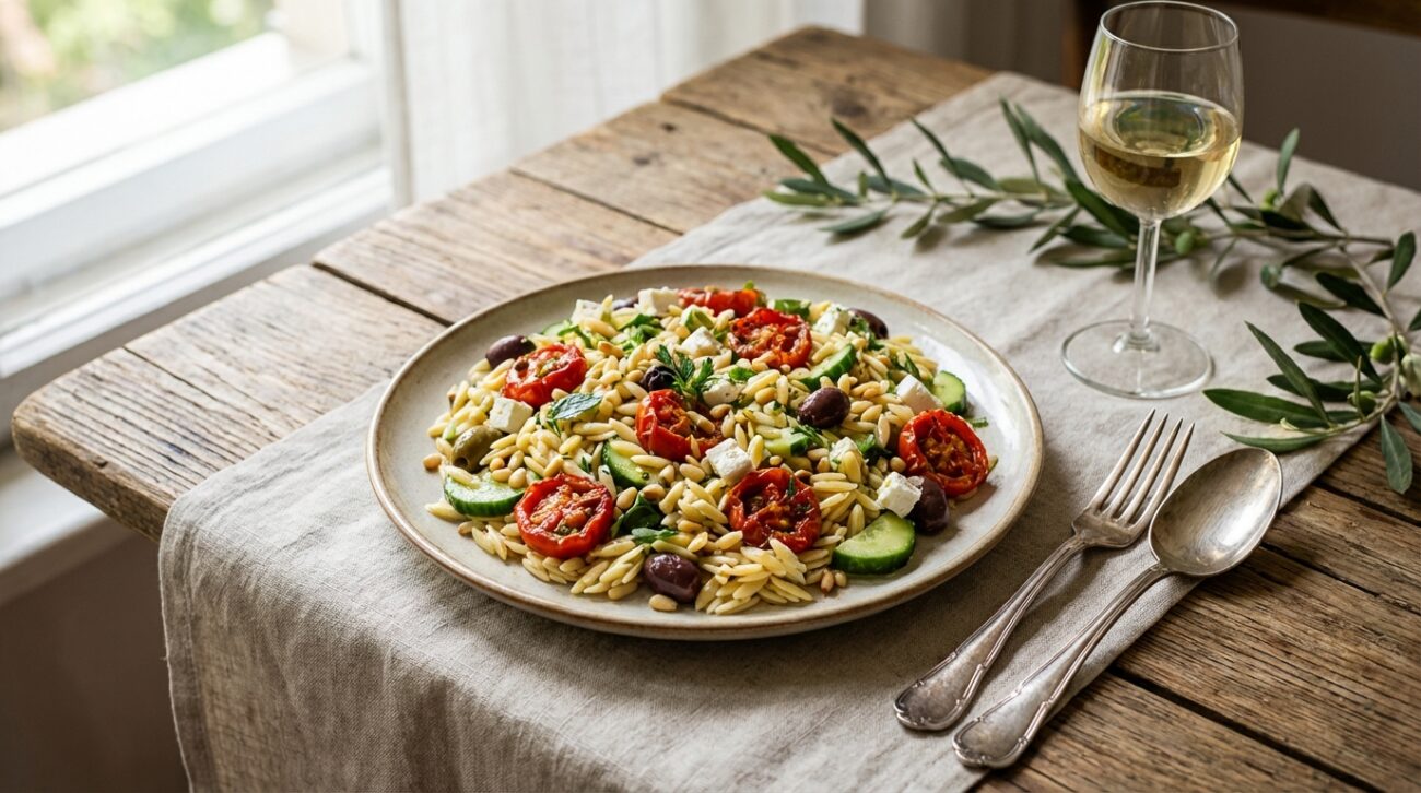 Sałatka z makaronem orzo - szybki przepis na imprezę i do lunchboxa