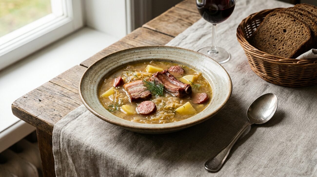 Tradycyjny kapuśniak z kiszonej kapusty - przepis jak u babci