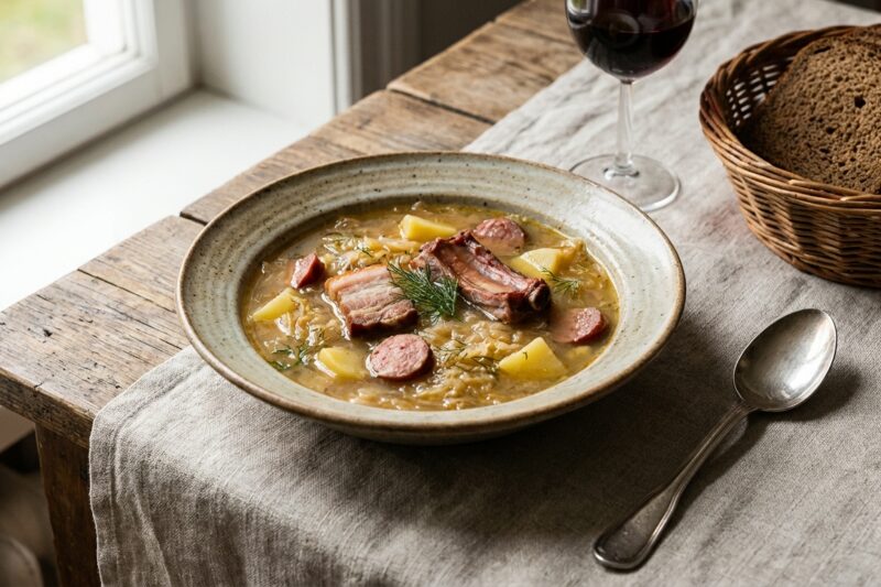 Tradycyjny kapuśniak z kiszonej kapusty – przepis jak u babci